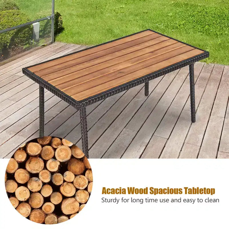 Ensemble de mobilier de patio Costway 4 pièces en rotin, ensemble de conversation extérieur avec table basse et coussins