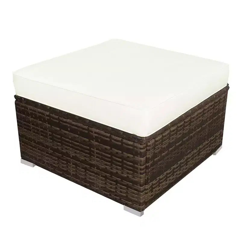 Costway Salon de Jardin 5 Pièces en Résine Tressée avec Canapé sans Accoudoirs Ottoman et Coussins