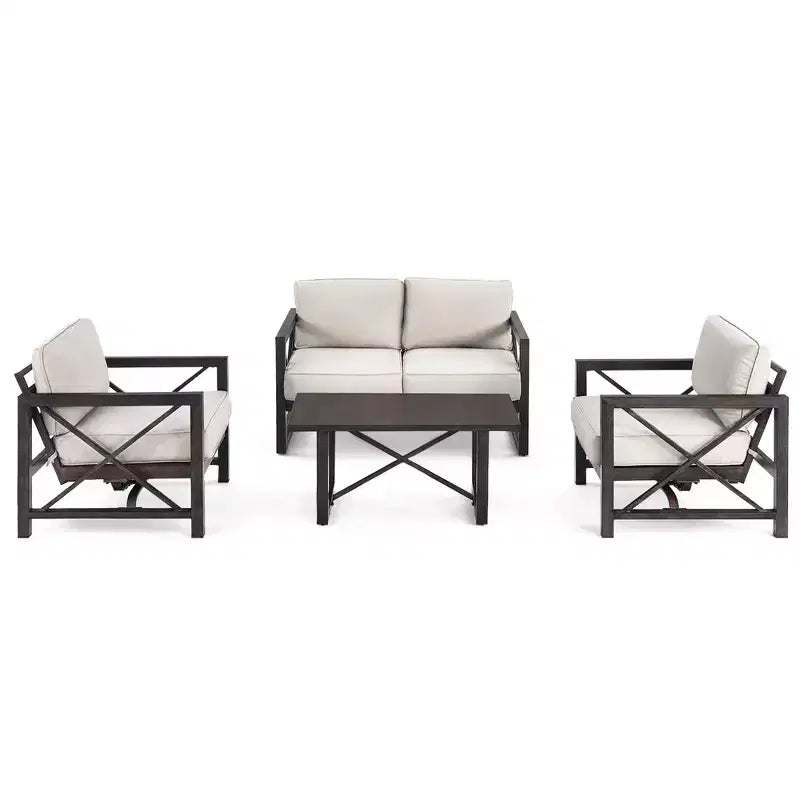 Costway Ensemble 2 Tables Basses pour Patio Causeuse Coussins Épais 6'' Jardin Beige