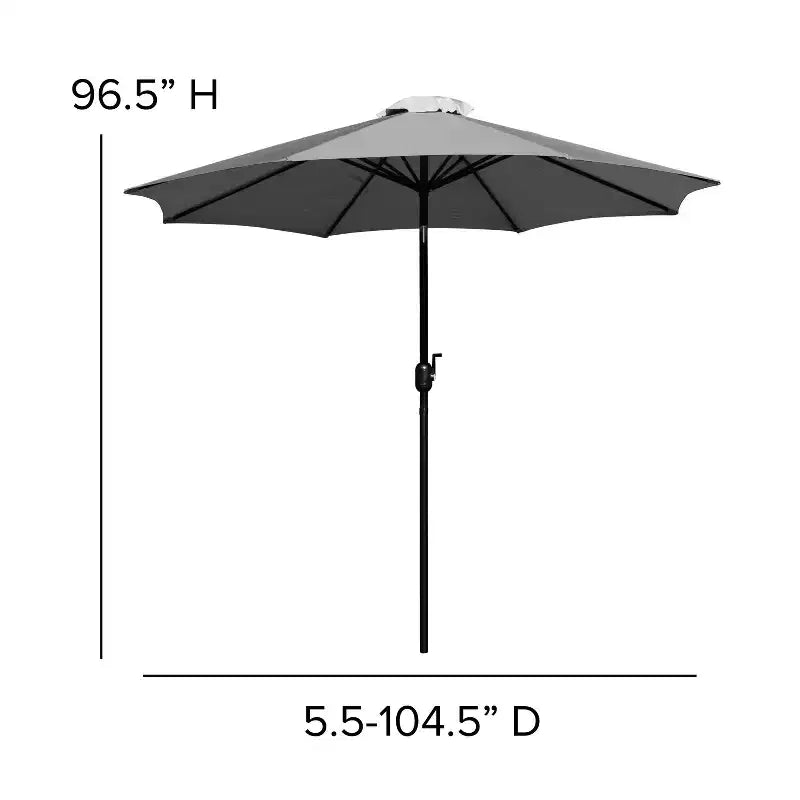 Ensemble de table de patio 5 pièces Emma et Oliver - Chaises empilables en faux teck synthétique - Table en faux teck - Parasol avec base