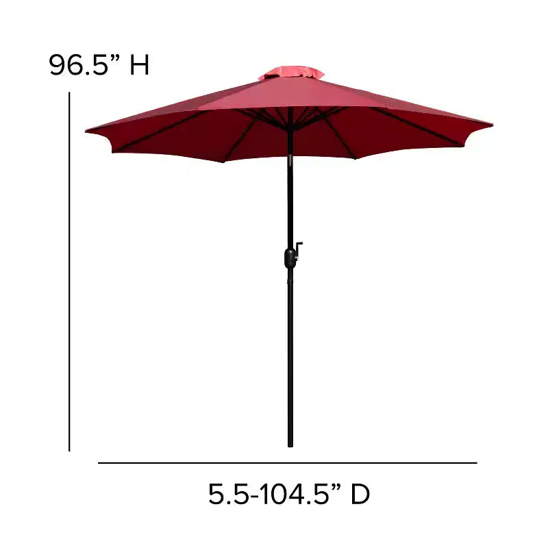Ensemble de table de patio 5 pièces Emma et Oliver - Chaises empilables en faux teck synthétique - Table en faux teck - Parasol avec base