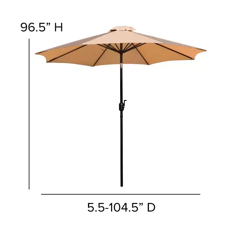 Ensemble de table de patio 5 pièces Emma et Oliver - Chaises empilables en faux teck synthétique - Table en faux teck - Parasol avec base