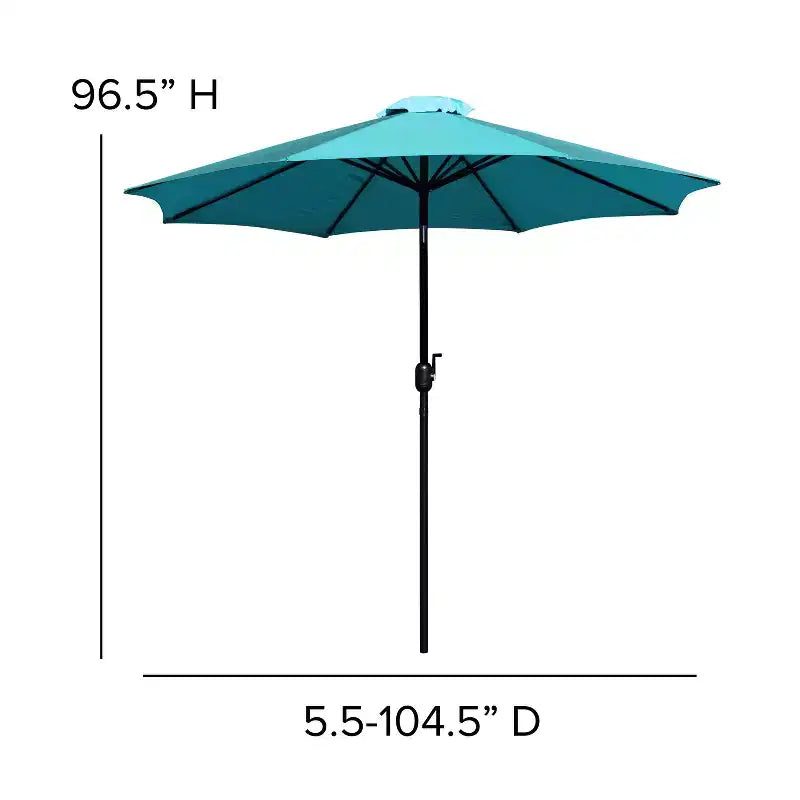 Ensemble de table de patio 5 pièces Emma et Oliver - Chaises empilables en faux teck synthétique - Table en faux teck - Parasol avec base