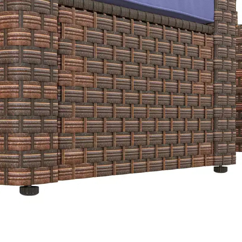 Ensemble de meubles de patio Outsunny 5 pièces, ensemble de fauteuils et poufs de conversation en rotin PE résistant aux intempéries avec table, coussins et oreillers inclus