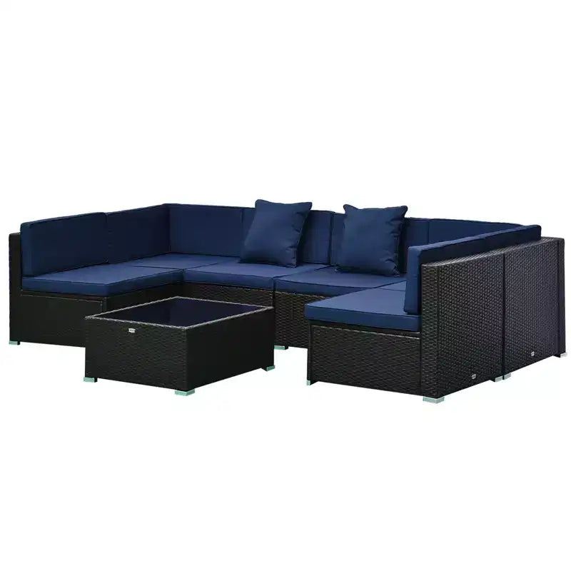 Outsunny Ensemble de Mobilier de Jardin 7 Pièces en Résine Tressée Moderne, Idéal pour Terrasse, Balcon et Jardin