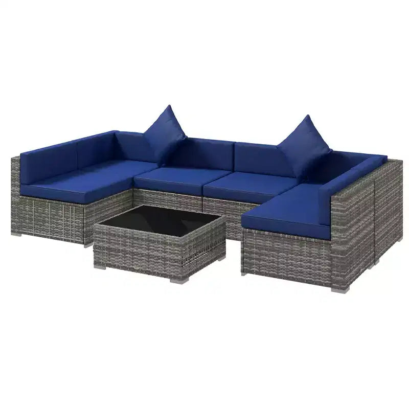 Outsunny Ensemble de Mobilier de Jardin 7 Pièces en Résine Tressée Moderne, Idéal pour Terrasse, Balcon et Jardin