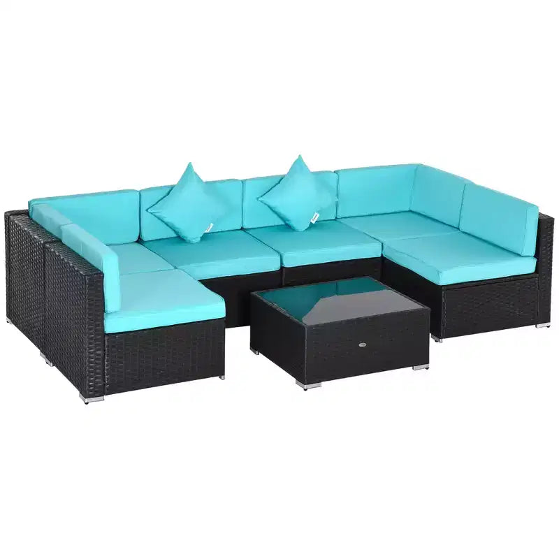 Outsunny Ensemble de Mobilier de Jardin 7 Pièces en Résine Tressée Moderne, Idéal pour Terrasse, Balcon et Jardin