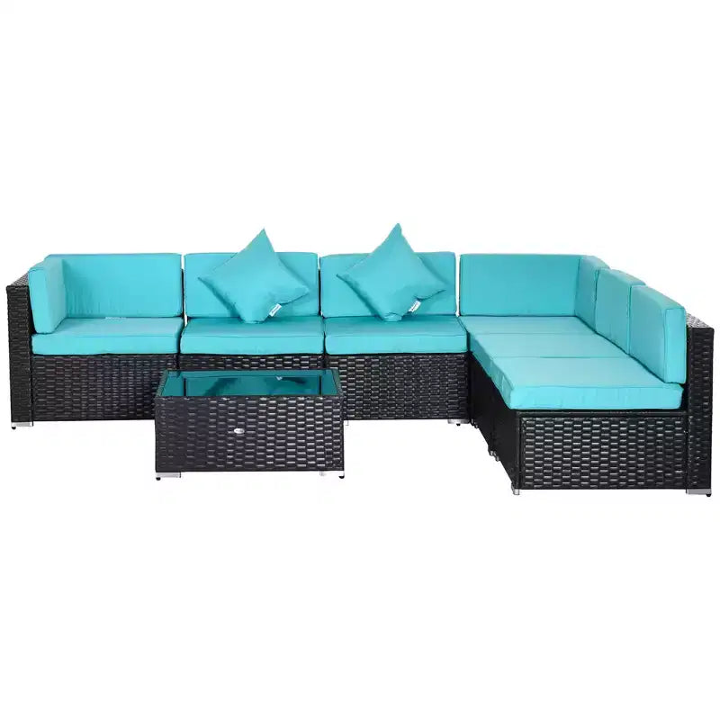 Outsunny Ensemble de Mobilier de Jardin 7 Pièces en Résine Tressée Moderne, Idéal pour Terrasse, Balcon et Jardin
