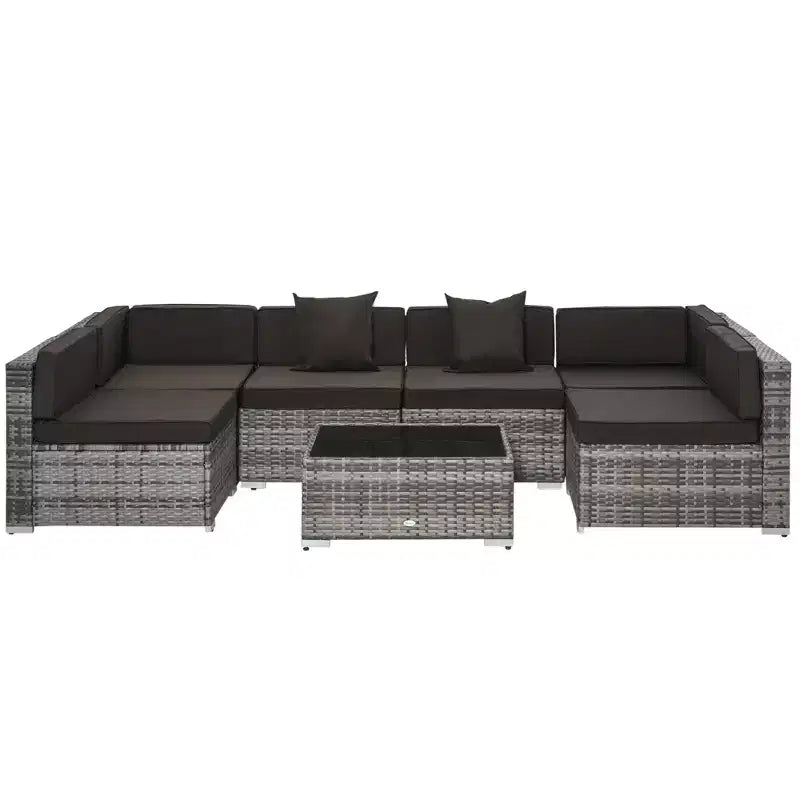 Outsunny Ensemble de Mobilier de Jardin 7 Pièces en Résine Tressée Moderne, Idéal pour Terrasse, Balcon et Jardin