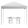 Flash Furniture Portable Tailgate/Event Tent Set - 10'x10' Pop Up Canopy Tent, 6-Foot Bi-Fold Table, Set of 4 Folding Chairs