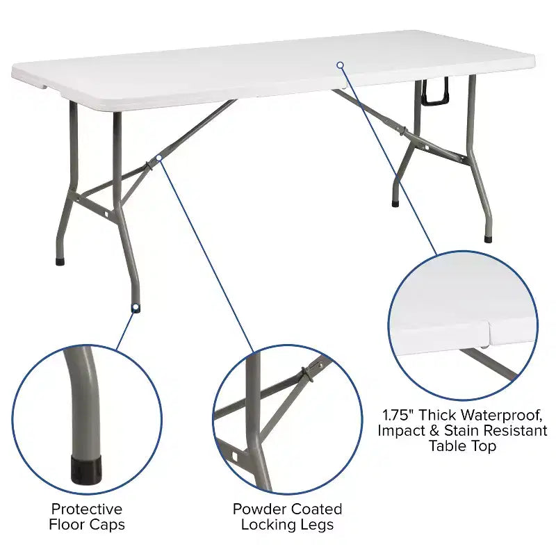 Ensemble Tente et Meubles Pliants Flash Furniture pour Événements - Tente Barnum Pliante 3x3m, Table Pliante 1,80m, Lot de 4 Chaises Pliantes