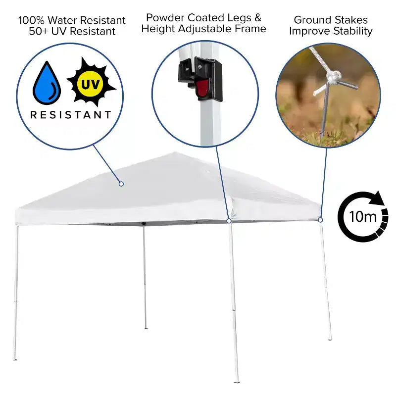 Ensemble Tente et Meubles Pliants Flash Furniture pour Événements - Tente Barnum Pliante 3x3m, Table Pliante 1,80m, Lot de 4 Chaises Pliantes