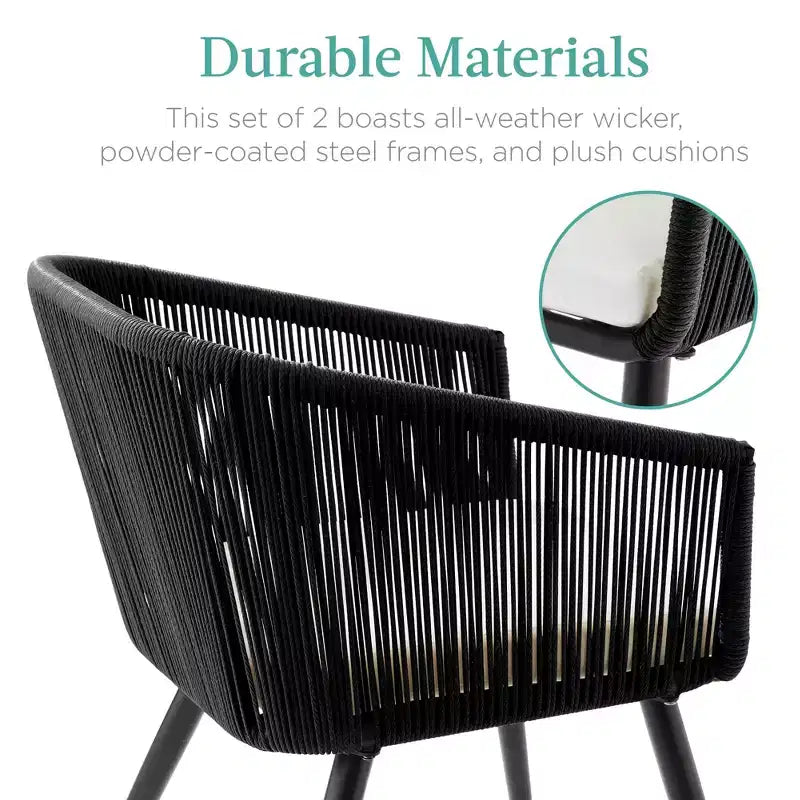 Lot de 2 chaises de salle à manger d'extérieur Best Choice Products, en osier tressé, capacité de 113 kg