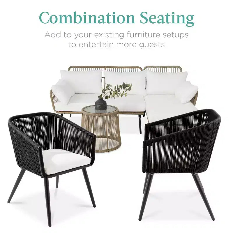 Lot de 2 chaises de salle à manger d'extérieur Best Choice Products, en osier tressé, capacité de 113 kg