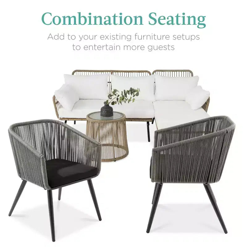 Lot de 2 chaises de salle à manger d'extérieur Best Choice Products, en osier tressé, capacité de 113 kg