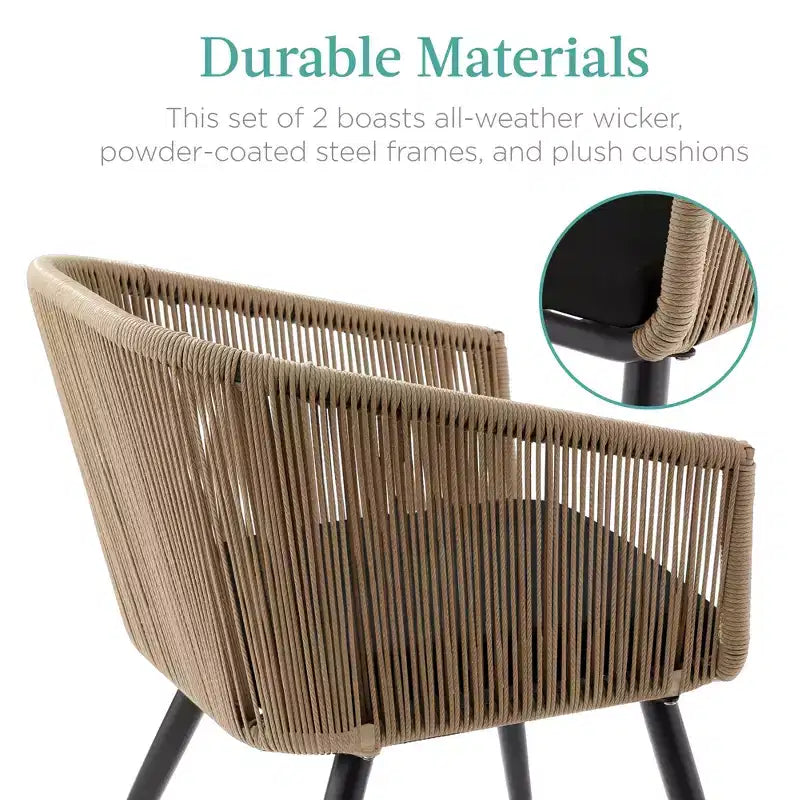 Lot de 2 chaises de salle à manger d'extérieur Best Choice Products, en osier tressé, capacité de 113 kg
