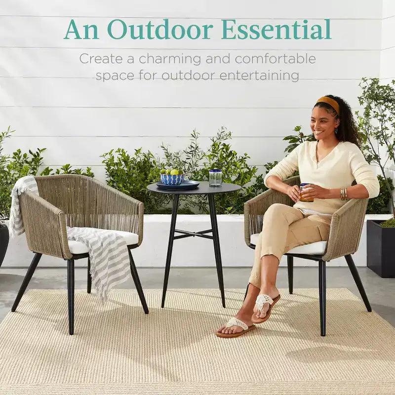 Lot de 2 chaises de salle à manger d'extérieur Best Choice Products, en osier tressé, capacité de 113 kg