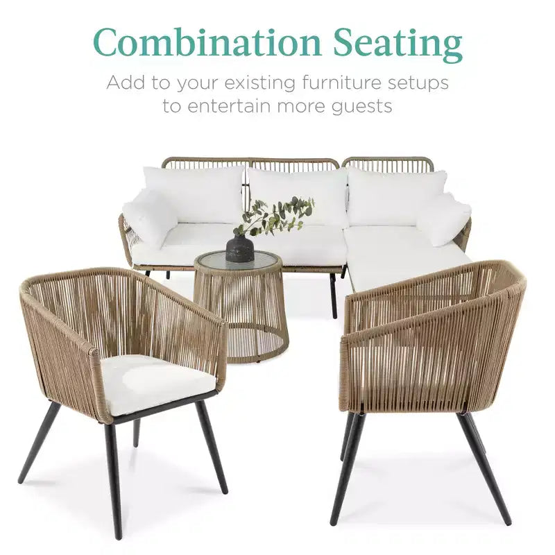 Lot de 2 chaises de salle à manger d'extérieur Best Choice Products, en osier tressé, capacité de 113 kg