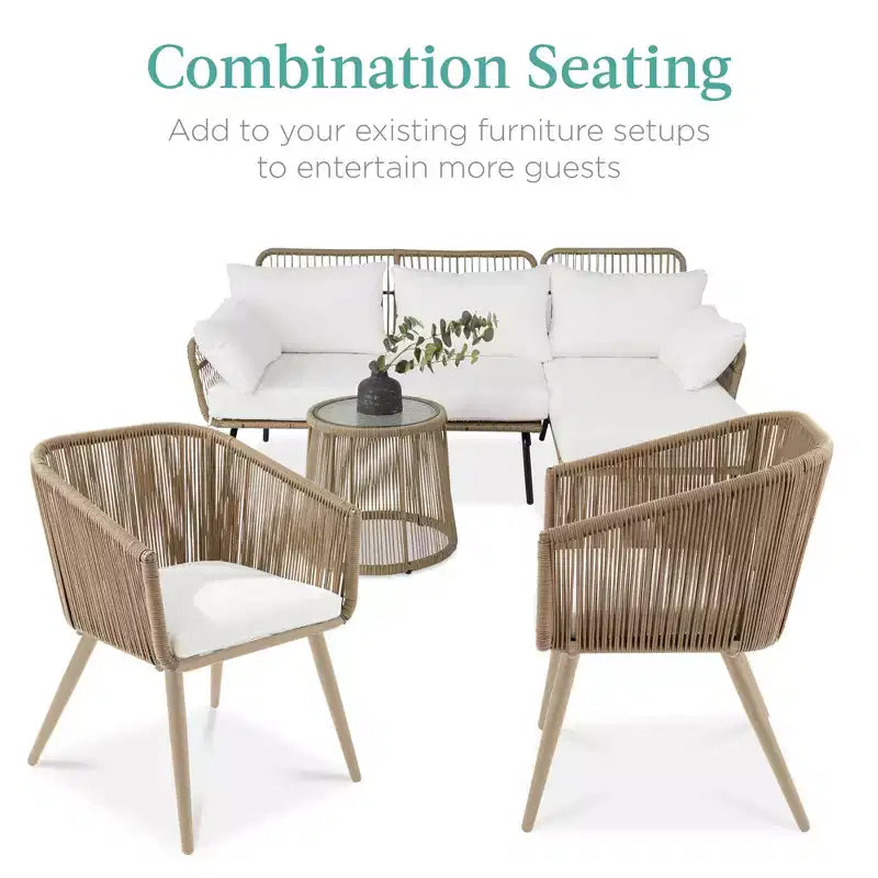 Lot de 2 chaises de salle à manger d'extérieur Best Choice Products, en osier tressé, capacité de 113 kg