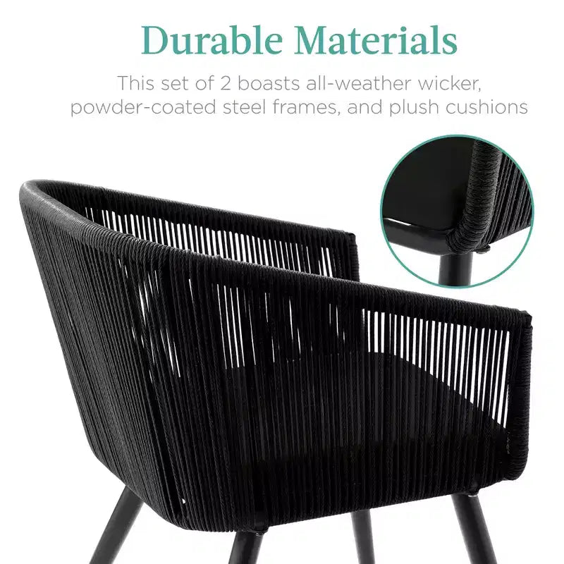 Lot de 2 chaises de salle à manger d'extérieur Best Choice Products, en osier tressé, capacité de 113 kg