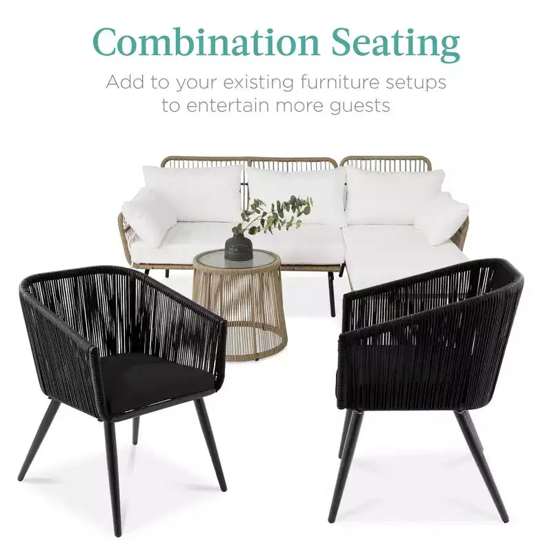 Lot de 2 chaises de salle à manger d'extérieur Best Choice Products, en osier tressé, capacité de 113 kg