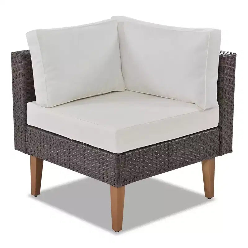 Ensemble de canapé d'extérieur en osier 4 pièces, ensemble de canapé de patio en forme de L avec oreillers colorés - ModernLuxe