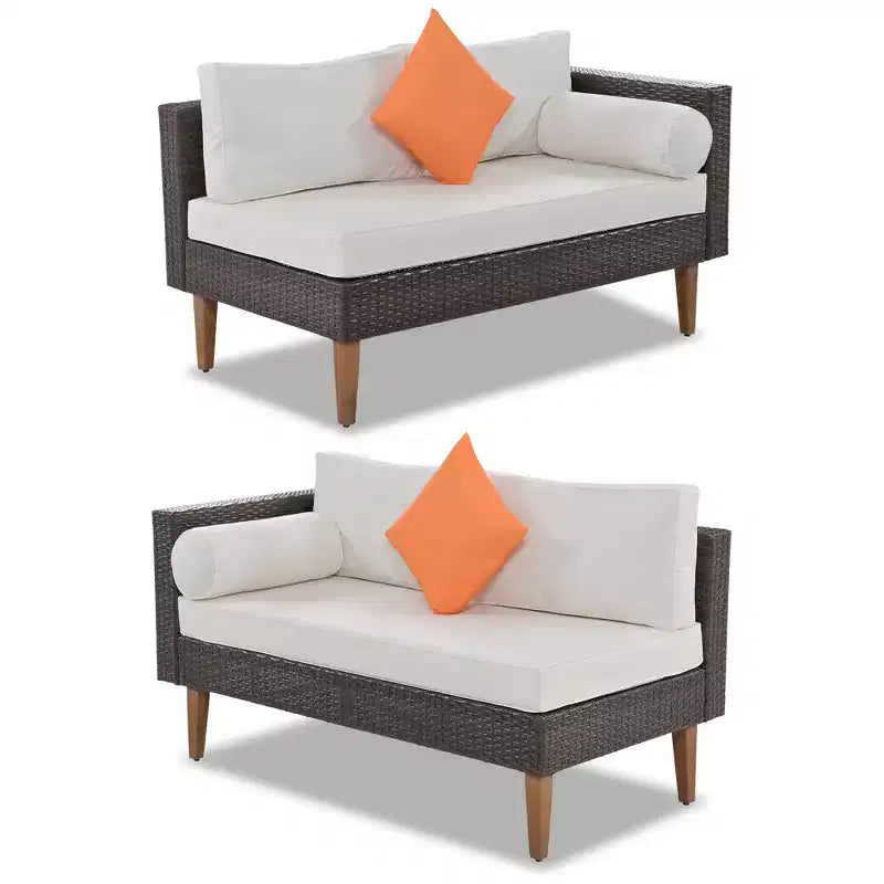Ensemble de canapé d'extérieur en osier 4 pièces, ensemble de canapé de patio en forme de L avec oreillers colorés - ModernLuxe