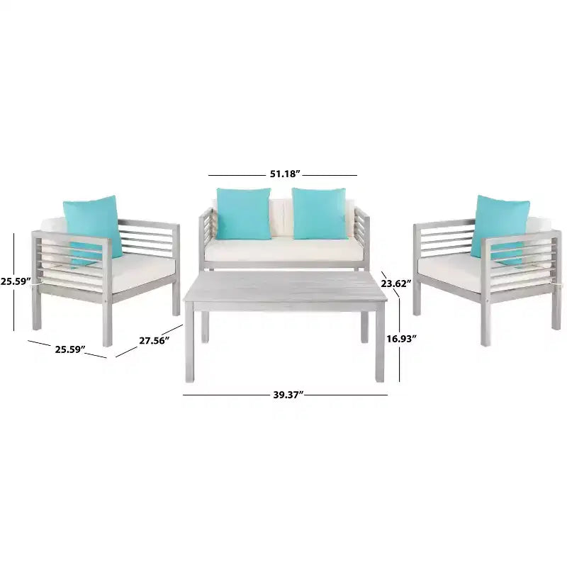 Alda Ensemble Patio 4 pièces - Intérieur/Extérieur - PAT7033 - Safavieh