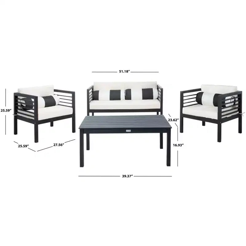Alda Ensemble Patio 4 pièces - Intérieur/Extérieur - PAT7033 - Safavieh