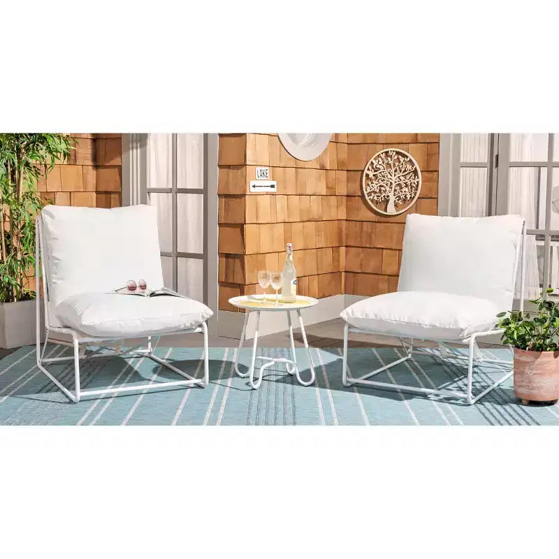 Ensemble de patio 3 pièces Archie - Intérieur/Extérieur - PAT9047 - Blanc/Beige - Safavieh