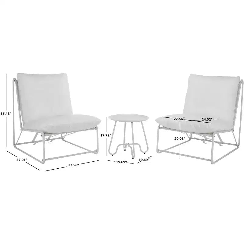 Ensemble de patio 3 pièces Archie - Intérieur/Extérieur - PAT9047 - Blanc/Beige - Safavieh
