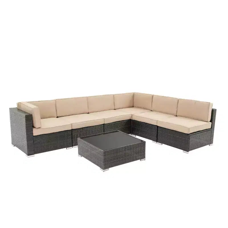 GODEER 7pc Wicker Outdoor Conversation Set