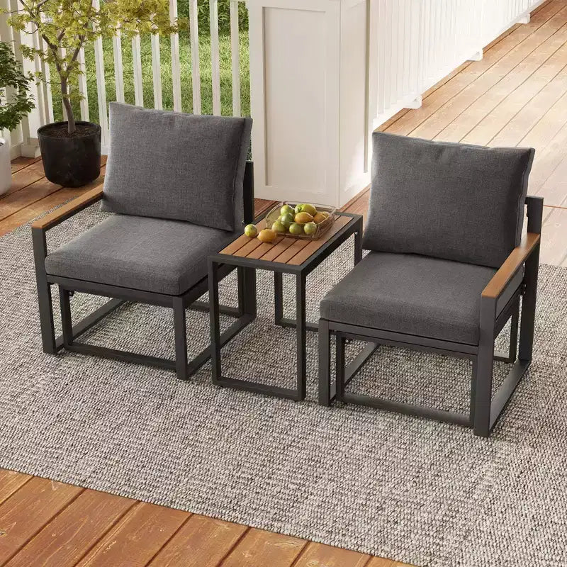 Ensemble de mobilier de patio Costway 3 pièces avec coussins moelleux Cadre en aluminium Résistant aux intempéries pour l'extérieur