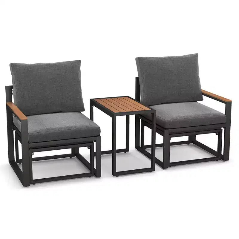Ensemble de mobilier de patio Costway 3 pièces avec coussins moelleux Cadre en aluminium Résistant aux intempéries pour l'extérieur