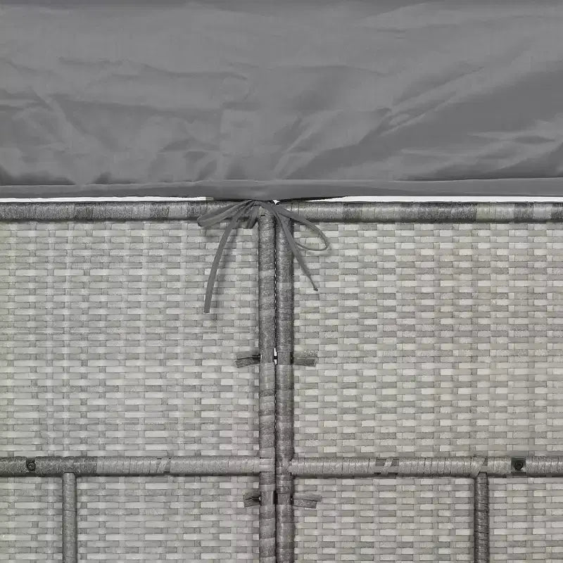 Outsunny Ensemble de canapés de jardin en rotin 4 pièces avec auvent réglable, ensemble de meubles de terrasse en osier avec table basse réglable en hauteur et coussins