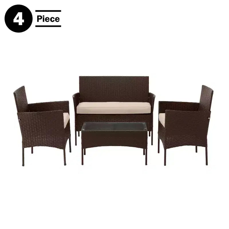 Ensemble de mobilier de jardin en rotin 4 pièces Pure Garden