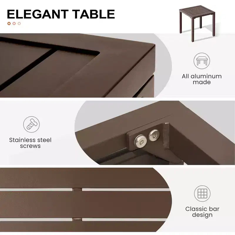 Crestlive Products Ensemble de 3 chaises longues d'extérieur en métal et table d'appoint pour terrasse