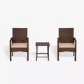 WestinTrends 3-Piece Rattan Wicker Modern Converstaion Seating Set, Brown/Beige
