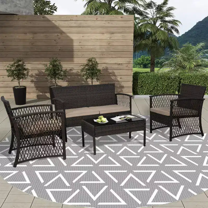 Ensemble de conversation de patio extérieur WestinTrends 4 pièces