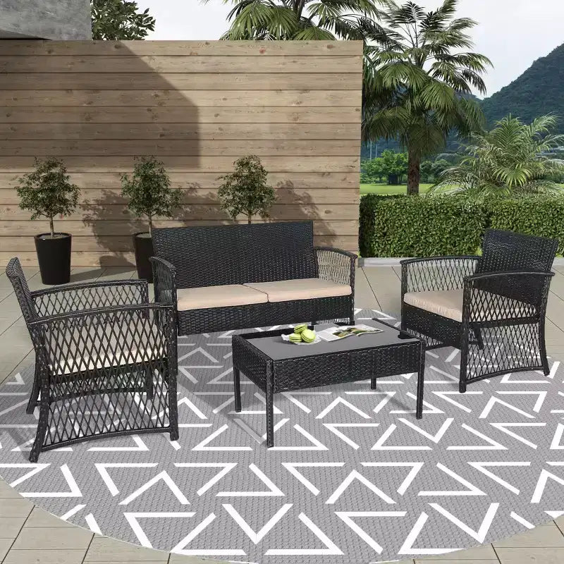 Ensemble de conversation de patio extérieur WestinTrends 4 pièces