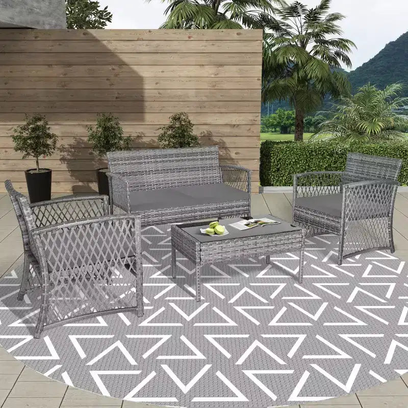 Ensemble de conversation de patio extérieur WestinTrends 4 pièces