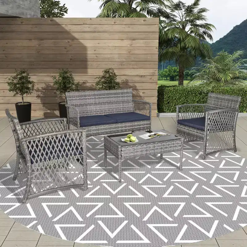 Ensemble de conversation de patio extérieur WestinTrends 4 pièces