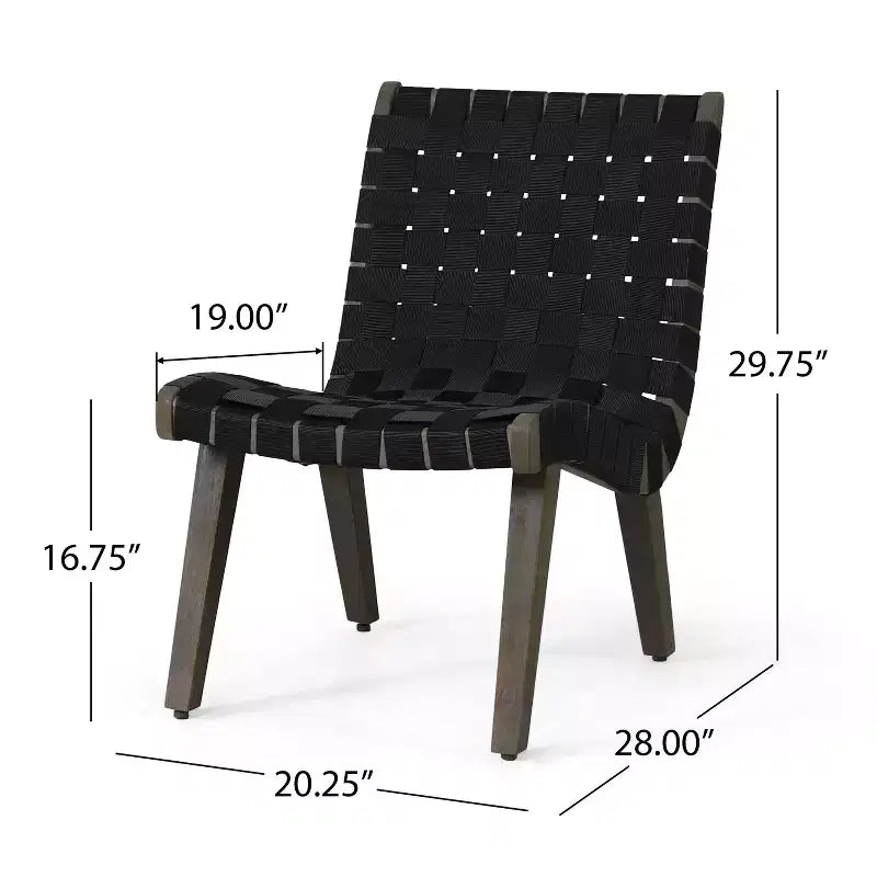 GDFStudio Ocilla Ensemble conversation 3 pièces en bois d'acacia et corde tressée, noir/gris