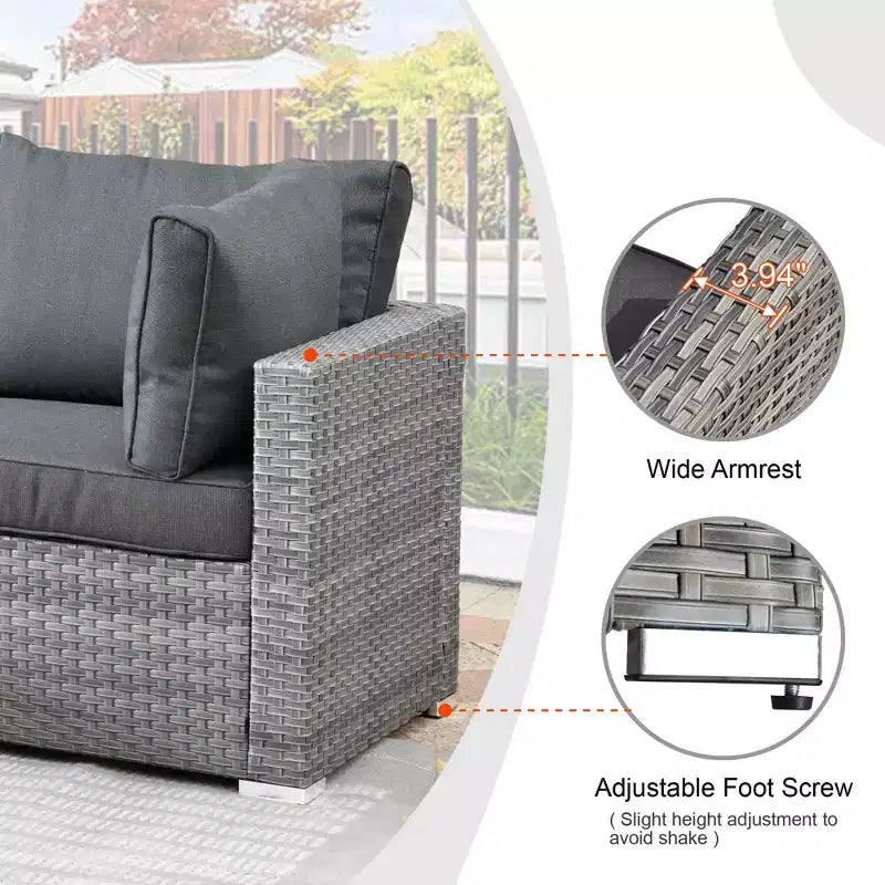 Ovios Venice, ensemble de 10 meubles de patio extérieurs en osier, canapé sectionnel de conversation avec fauteuil pivotant et coussins