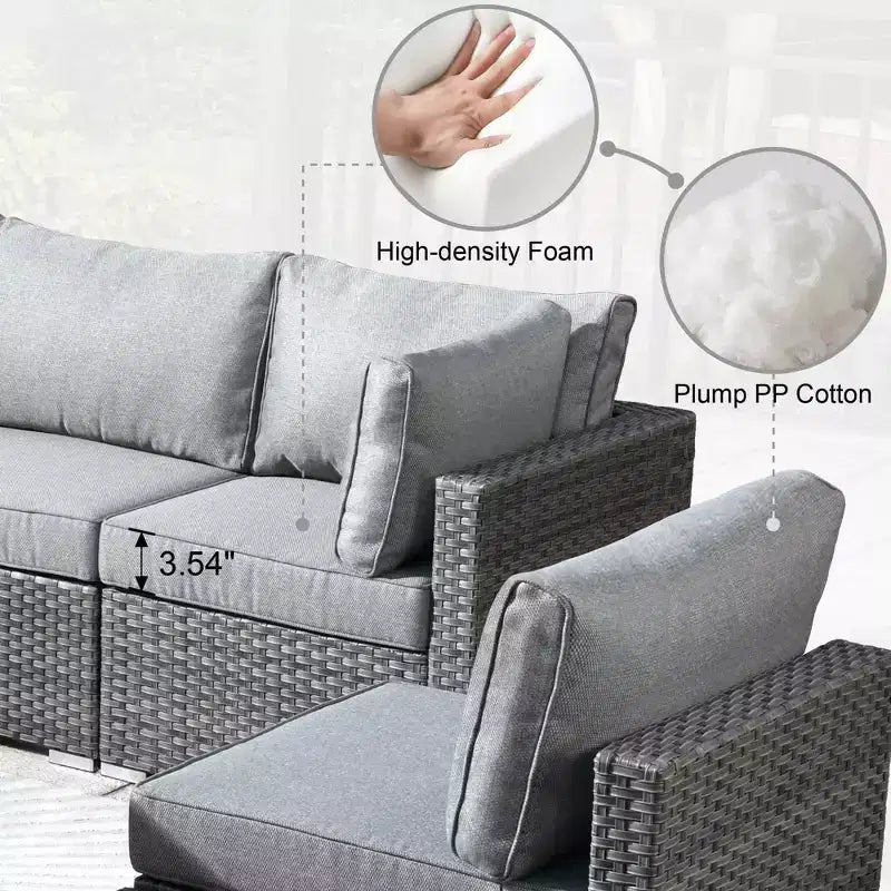 Ovios Venice, ensemble de 10 meubles de patio extérieurs en osier, canapé sectionnel de conversation avec fauteuil pivotant et coussins