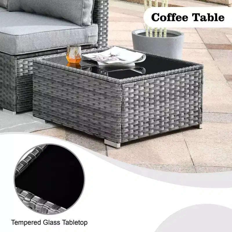 Ovios Venice, ensemble de 10 meubles de patio extérieurs en osier, canapé sectionnel de conversation avec fauteuil pivotant et coussins