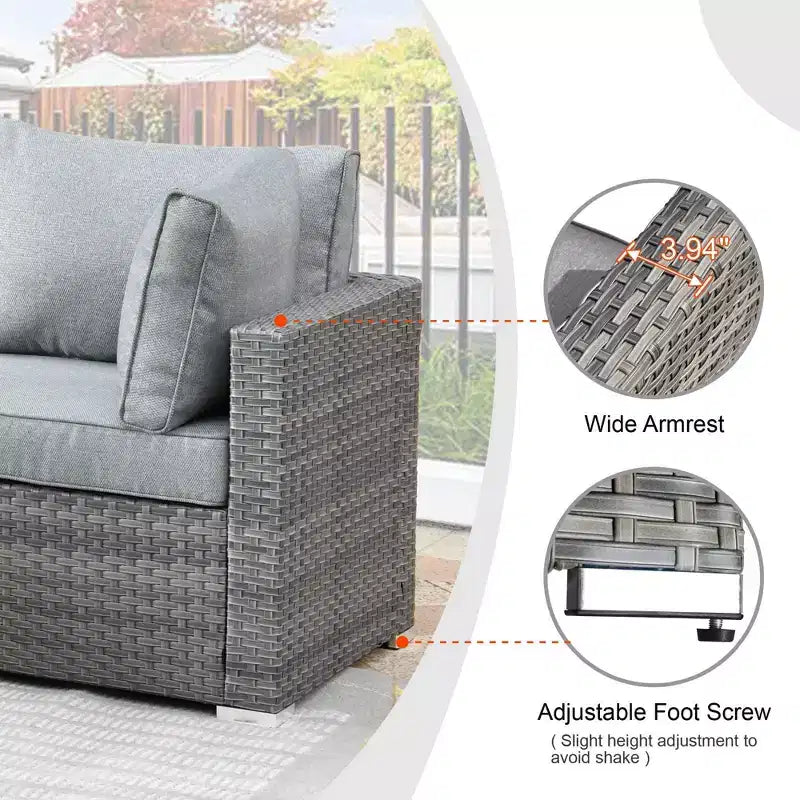 Ovios Venice, ensemble de 10 meubles de patio extérieurs en osier, canapé sectionnel de conversation avec fauteuil pivotant et coussins