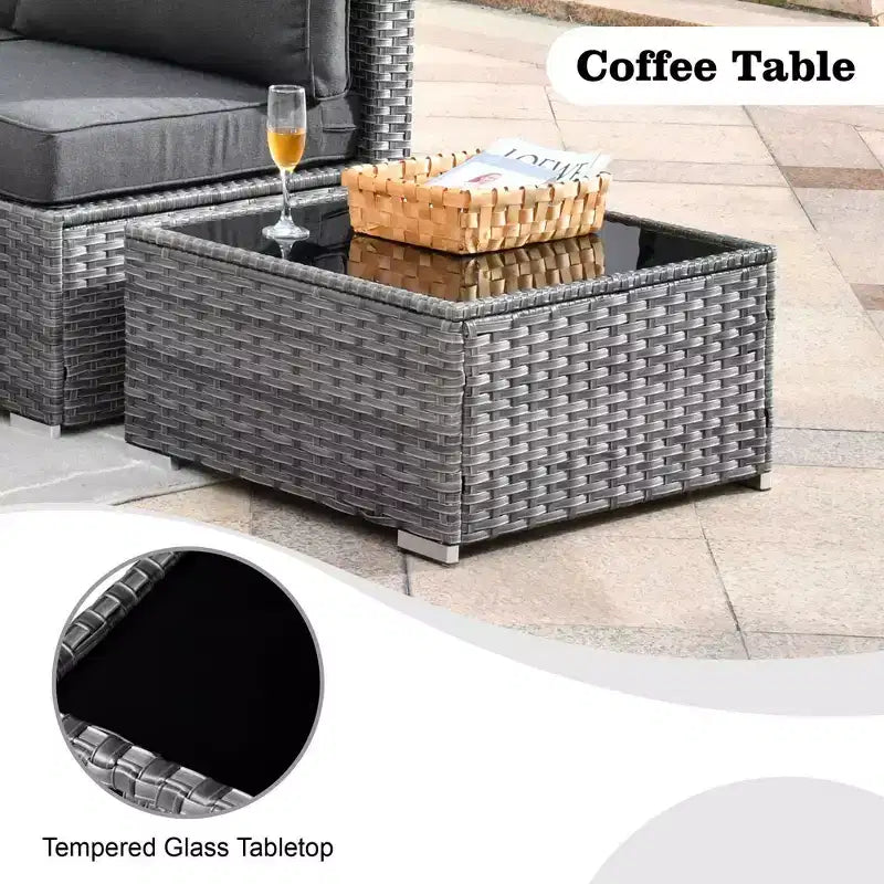 Ovios Venice, ensemble de 10 meubles de patio extérieurs en osier, canapé sectionnel de conversation avec fauteuil pivotant et coussins
