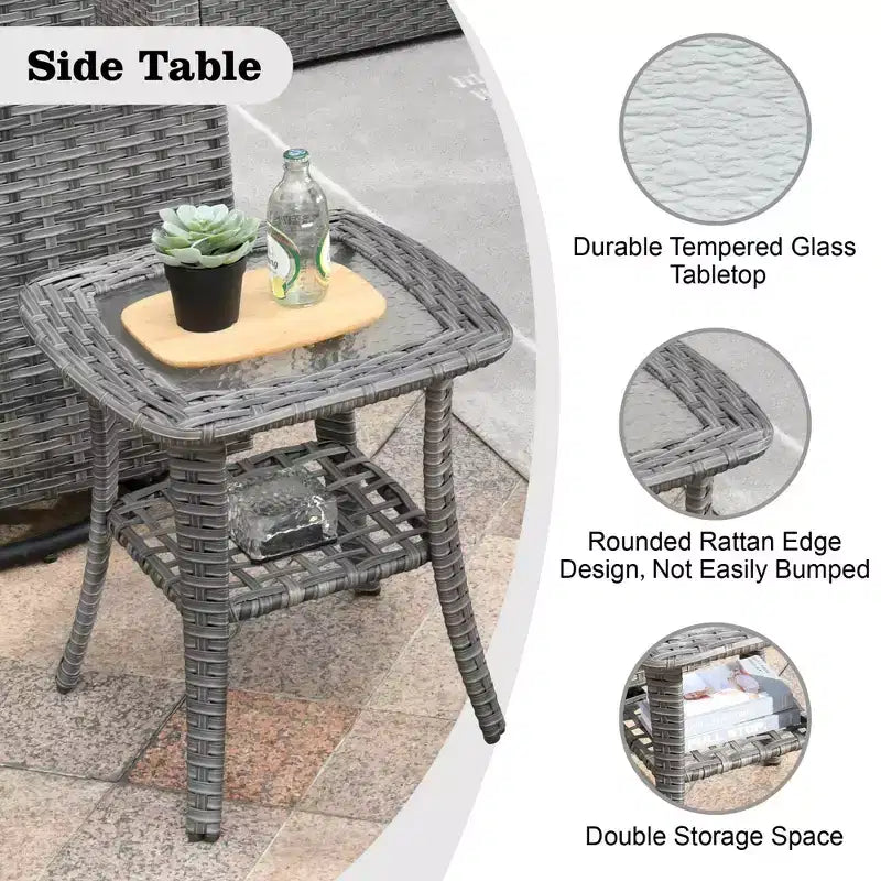 Ovios Venice, ensemble de 10 meubles de patio extérieurs en osier, canapé sectionnel de conversation avec fauteuil pivotant et coussins