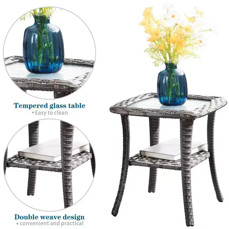 Ovios Tampa Ensemble de meubles de patio extérieur 8 pièces en osier avec canapé, fauteuils pivotants et coussins